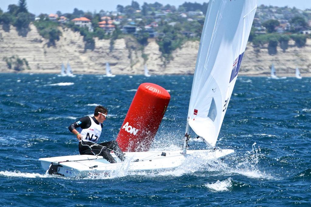 George Gautrey (NZL) winner of the U-21 Cube, pictured sailing in the Boys Laser Radial - Aon Youth Worlds 2016, Torbay, Auckland, New Zealand © Richard Gladwell www.photosport.co.nz